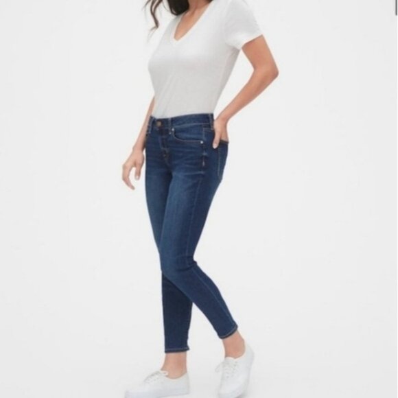 3/$20 NEW Gap Denim True Skinny Jeans Ankle Sculpting Womens Size 24 Blue - Picture 1 of 12